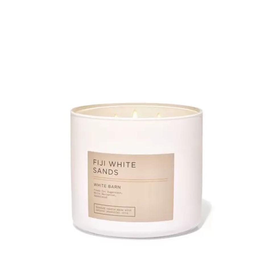 <p><a href="https://go.redirectingat.com?id=74968X1596630&url=https%3A%2F%2Fwww.bathandbodyworks.com%2Fp%2Ffiji-white-sands-3-wick-candle-028001110.html&sref=https%3A%2F%2F" rel="nofollow noopener" target="_blank" data-ylk="slk:Shop Now;elm:context_link;itc:0;sec:content-canvas" class="link ">Shop Now</a></p><p>Fiji White Sands 3-Wick Candle</p><p>bathandbodyworks.com</p><p>$26.95</p>