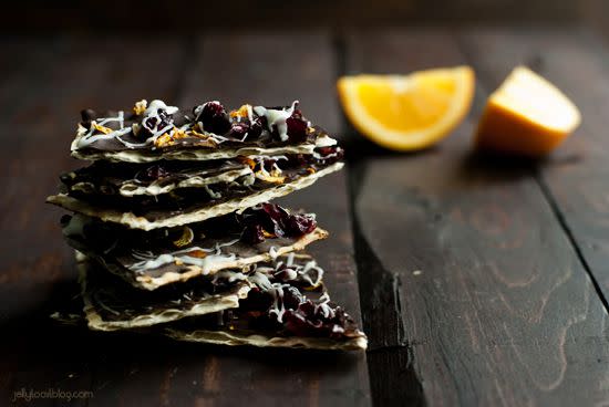 Matzo Bark with Dark Chocolate, Orange, and Cranberry