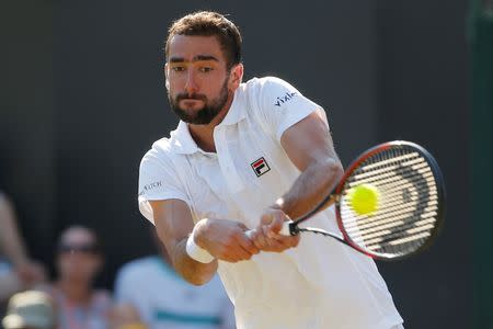 Tennis - Wimbledon - London, Britain - July 5, 2017 Croatia’s Marin Cilic in action during his second round match against Germany’s Florian Mayer REUTERS/Andrew Couldridge