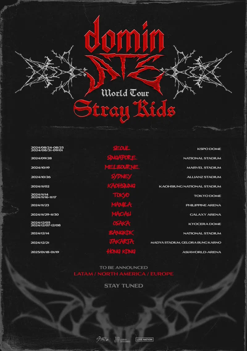 ▲Stray Kids的世界巡迴演唱會，確定會到高雄舉辦。（圖／Stray Kids X）