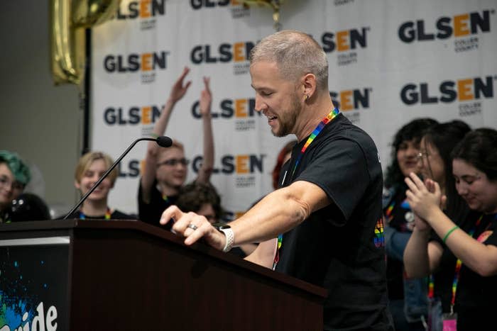 Daniel Shaw speaks at the 2023 Youth Pride Conference on March 25, 2023, in Naples, Florida.