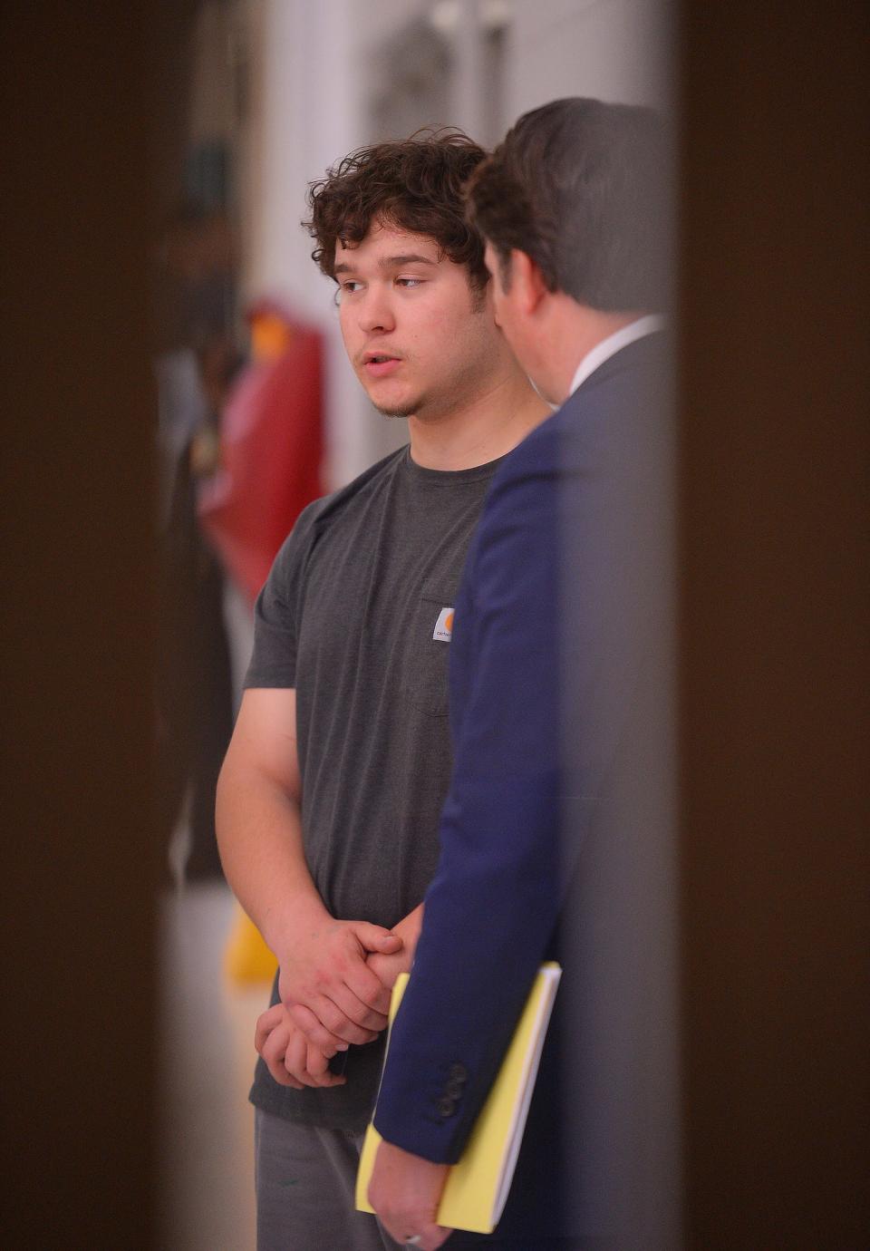 A new bond hearing was held Thursday for former American Idol contestant Caleb Kennedy, shown here during a magistrate court session in Spartanburg, Wednesday morning, February 9, 2022. Kennedy, 17, is charged with felony DUI resulting in the death of Larry Parris, 54, at his home near Pacolet Feb. 8.