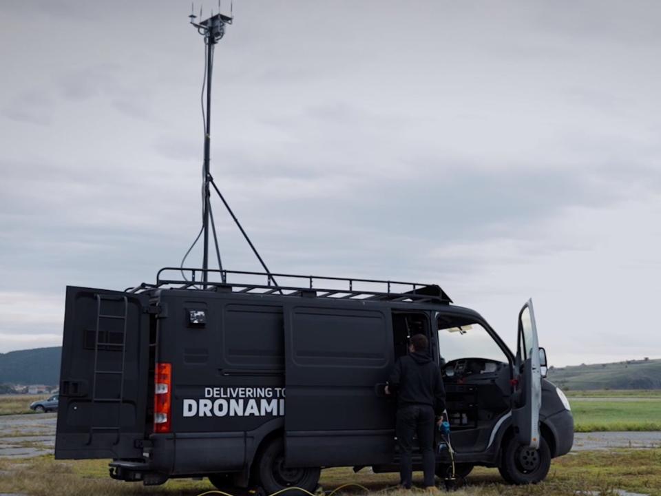 The van where pilots man the Black Swan drone.