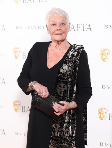 <p>Mike Marsland/WireImage</p> Judi Dench attends the 2022 British Academy Film Awards Gala Dinner.