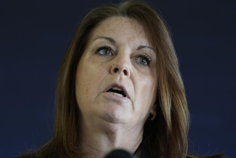 U.S. Secret Service Director Kimberly Cheatle speaks during a Republican National Convention security news conference Thursday, June 6, 2024, in Milwaukee. (AP Photo/Morry Gash)