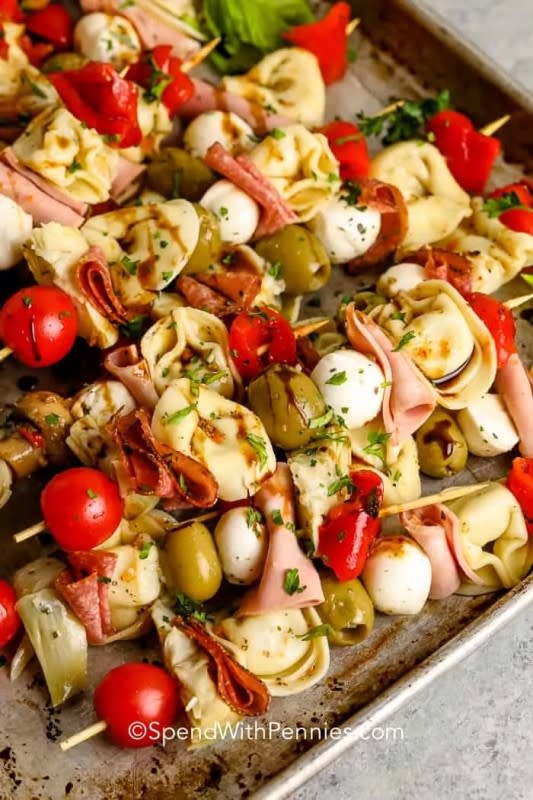 <p>Spend With Pennies</p><p>These mini appetizers are great for an outdoor party or picnic too.</p><p><strong>Get the recipe: <a href="https://www.spendwithpennies.com/antipasto-skewers/" rel="nofollow noopener" target="_blank" data-ylk="slk:Antipasto Skewers;elm:context_link;itc:0;sec:content-canvas" class="link rapid-noclick-resp">Antipasto Skewers</a></strong></p>