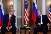 <p>U.S. President Donald Trump meets with Russia’s President Vladimir Putin in Helsinki, Finland, July 16, 2018. (Photo: Kevin Lamarque/Reuters) </p>