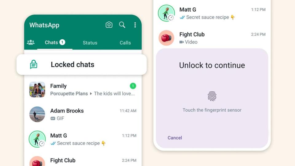 Meta CEO Mark Zuckerberg shared a screenshot of what the new Locked Chats WhatsApp feature will look like (Meta)