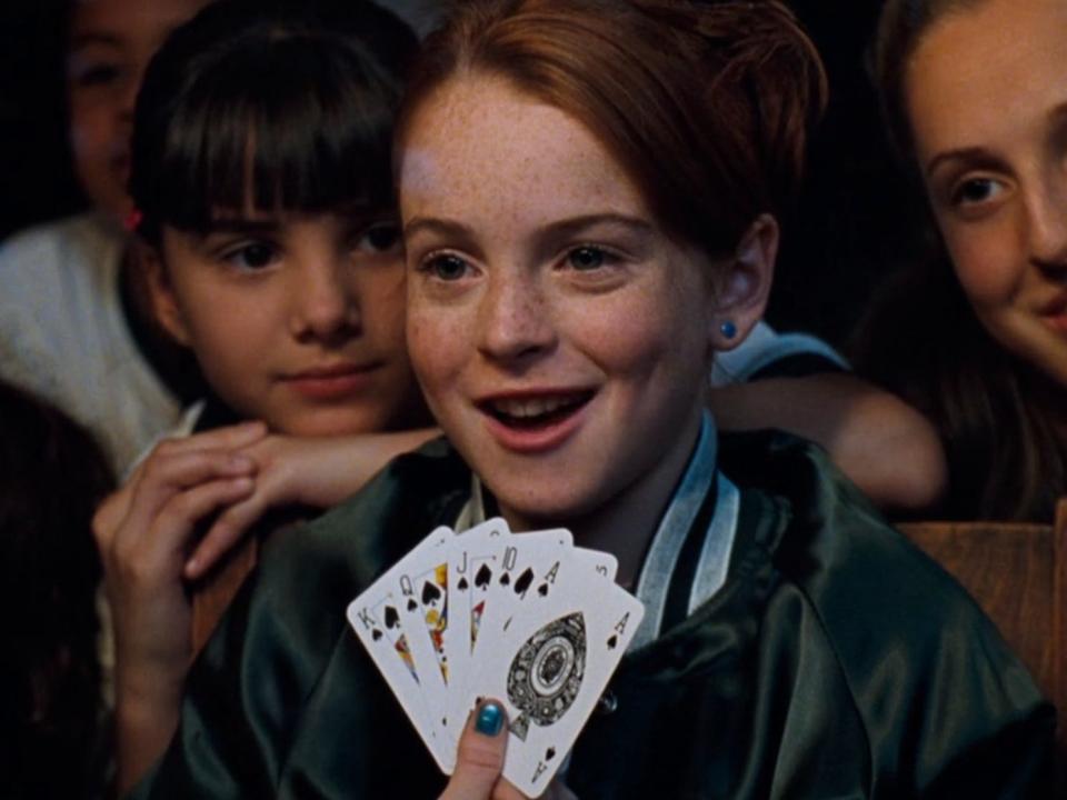 hallie winning poker in the parent trap