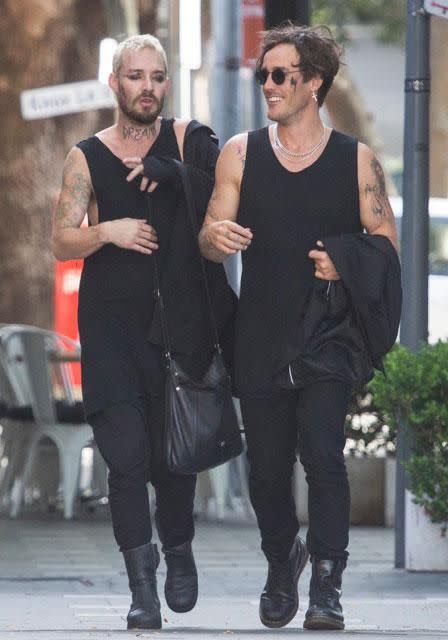 The 37-year-old was spotted out and about at Sydney’s Double Bay last week, shirtless and dishevelled, while accompanied by pal Joshua Mullane. Source: Diimex