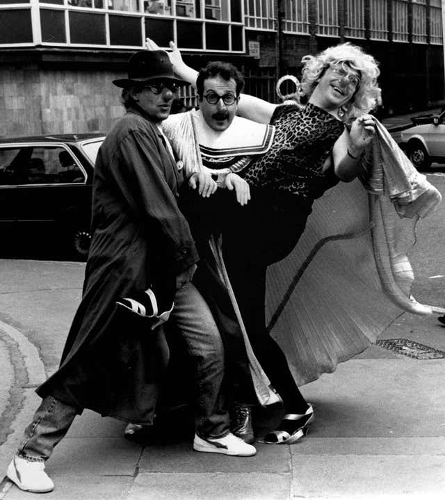 Steve Wright with Gary Davies and Simon Bates (Archive/PA)