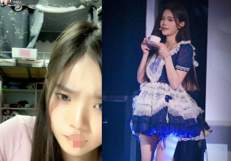 大陸女團SNH48成員劉麗千在直播時吐血，嚇壞粉絲。（右翻攝自劉麗千微博，左翻攝自網路）