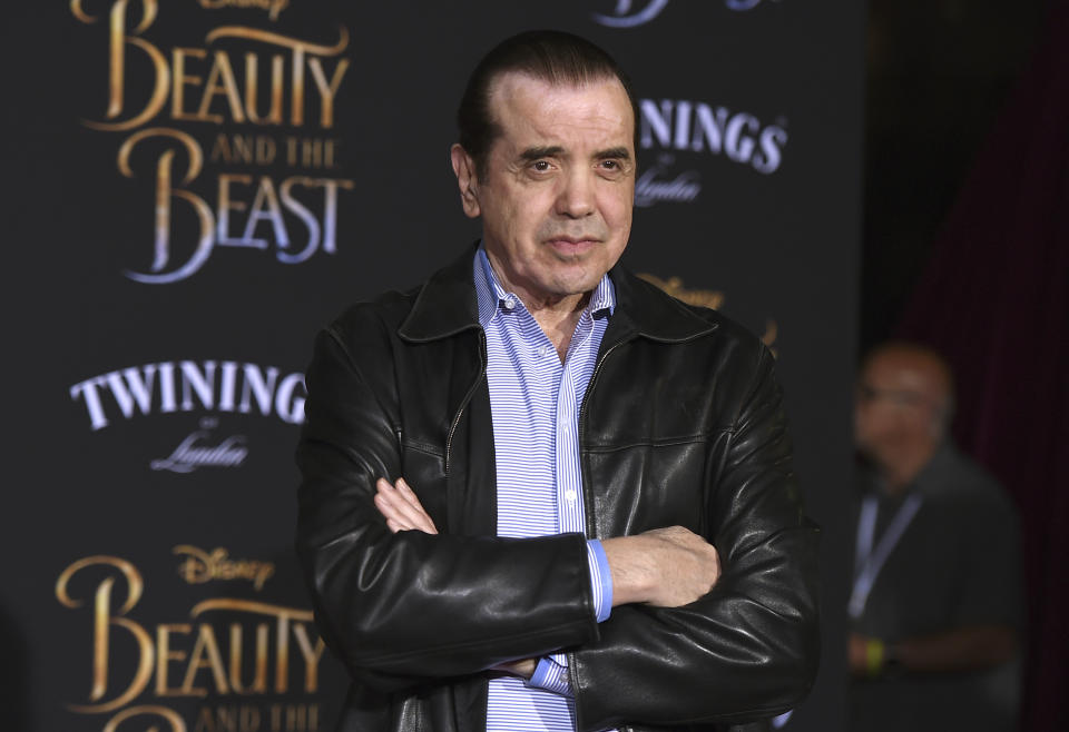 FILE - Chazz Palminteri arrives at the world premiere of "Beauty and the Beast" on March 2, 2017, in Los Angeles. Palminteri turns 75 on May 15. (Photo by Jordan Strauss/Invision/AP, File)