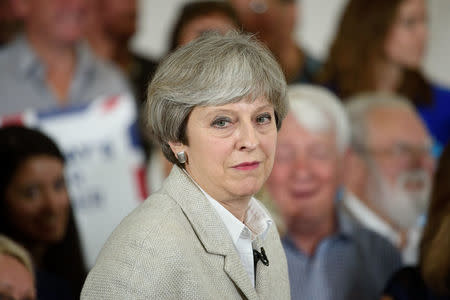 Britain's Prime Minister Theresa May attends a campaign event in Twickenham, London, May 29, 2017. REUTERS/Leon Neal/Pool