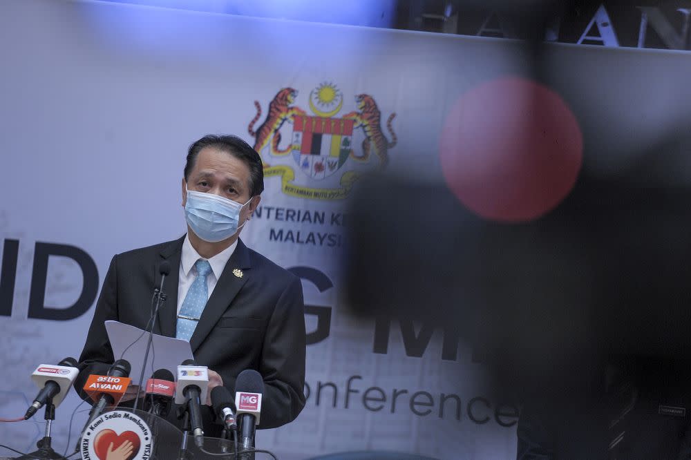 Health director-general Tan Sri Dr Noor Hisham Abdullah speaks during a press conference in Putrajaya December 2, 2020. — Picture by Shafwan Zaidon