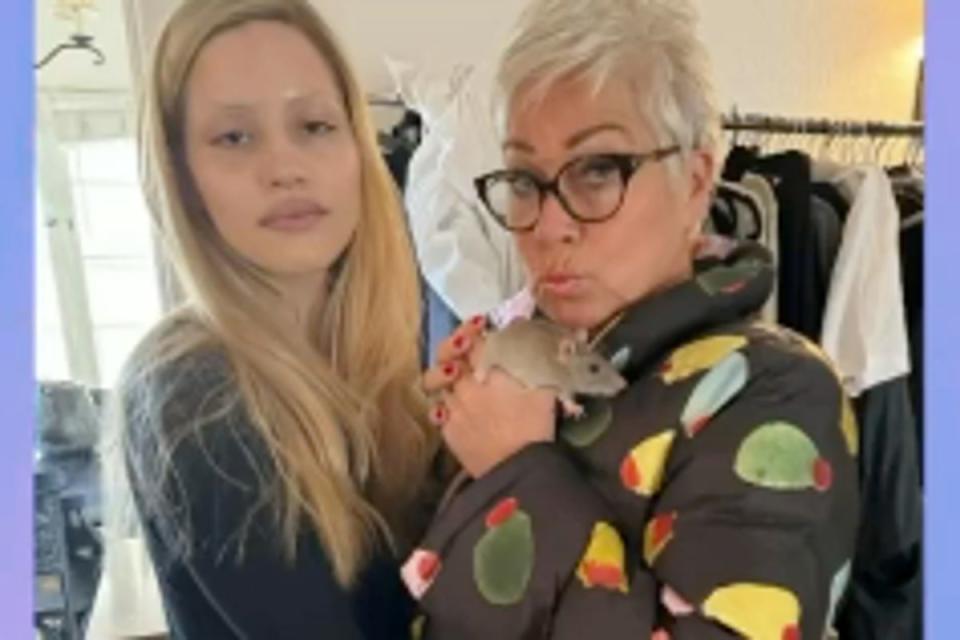 Gabriette and Denise Welch with Splinter, the rat (ITV)