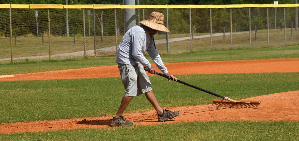  Brevard County Parks & Recreation routine maintenance on the ball fields at Viera Regional Park.