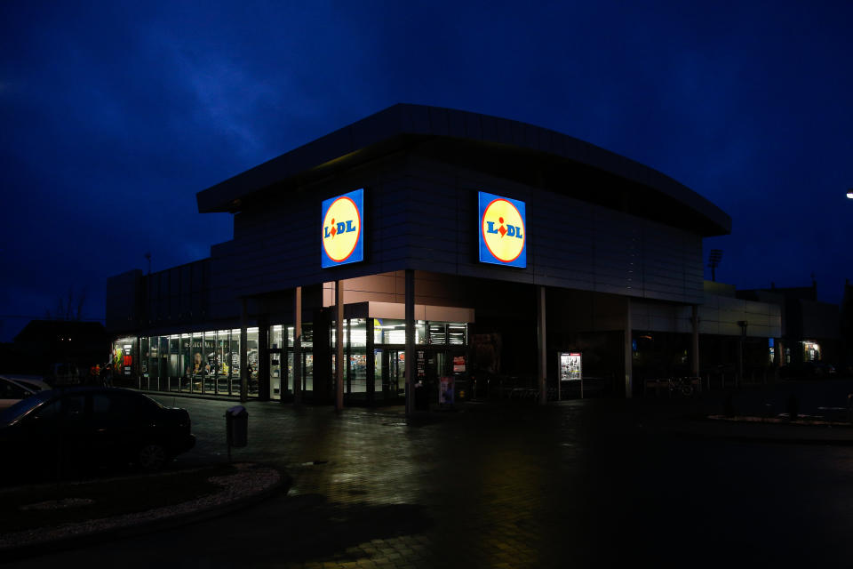 Lidl shop is seen in Bydgoszcz, Poland,  on 4 January, 2017. Lidl has over 10,000 shops in Europe and a revenue of over 60 billion Euros. The organization is currently focusing on transitioning to a more luxury style shop from the original budget based concept. (Photo by Jaap Arriens/NurPhoto via Getty Images)