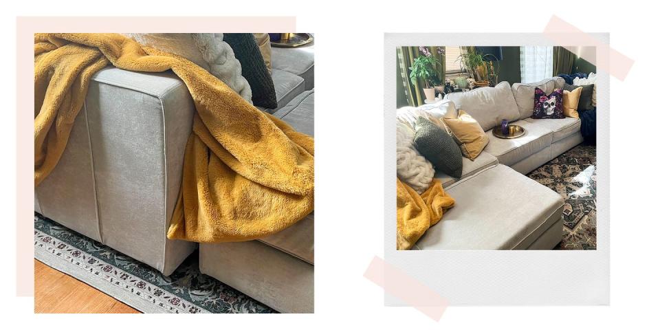 a beige lovesac sactional in cat bowen's apartment