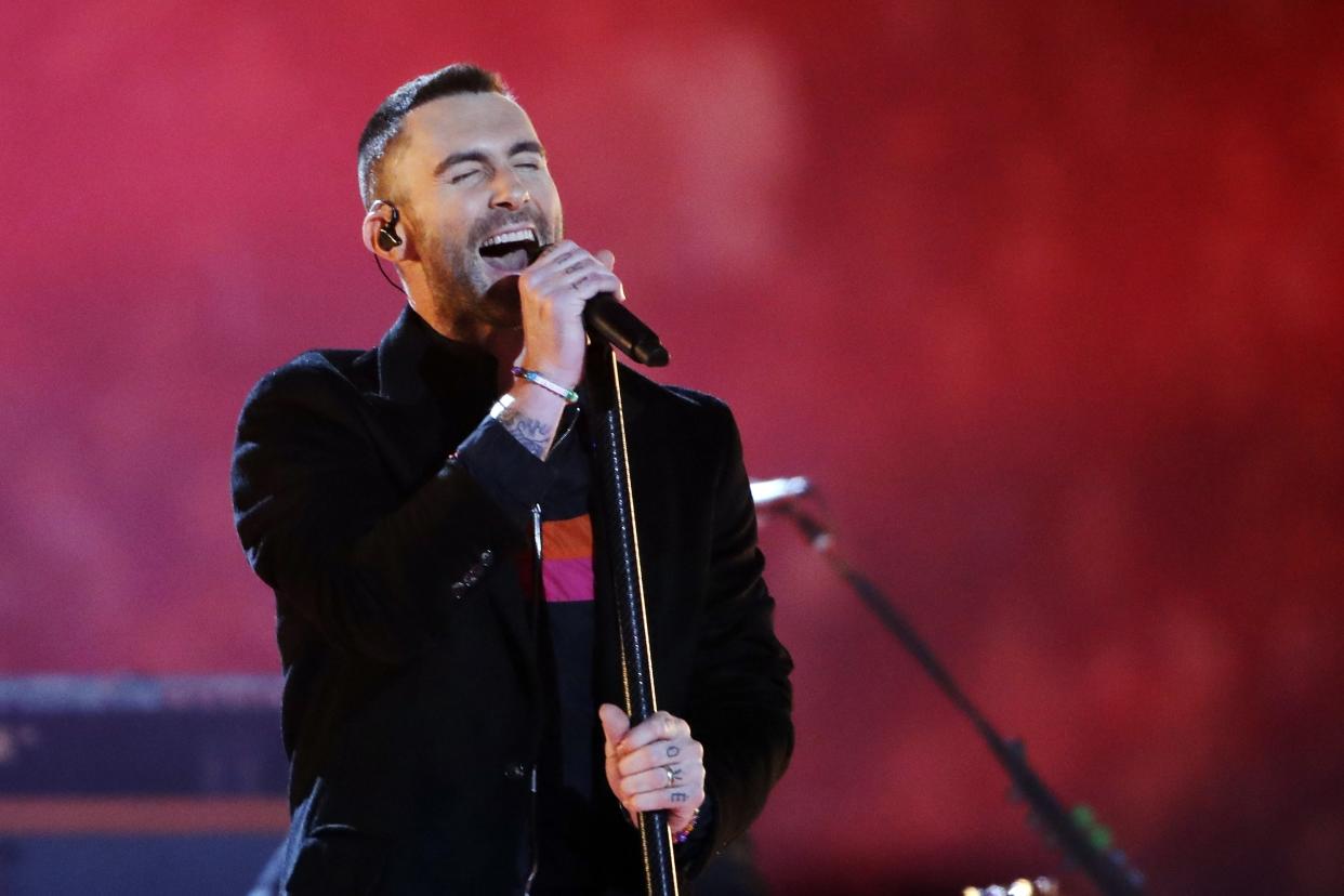 Adam Levine trat mit seiner Band Maroon 5 beim diesjährigen Super Bowl in Atlanta auf. (Bild: AP Photo/Matt Rourke)