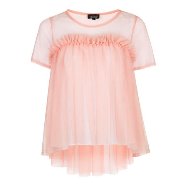 <p>Tulle Dip Hem Top, $24 (from $48), <a rel="nofollow noopener" href="http://us.topshop.com/en/tsus/product/sale-offers-6164832/sale-3271009/tulle-dip-hem-top-6361543?bi=0&ps=20" target="_blank" data-ylk="slk:topshop.com;elm:context_link;itc:0;sec:content-canvas" class="link "><u>topshop.com</u></a>.</p>