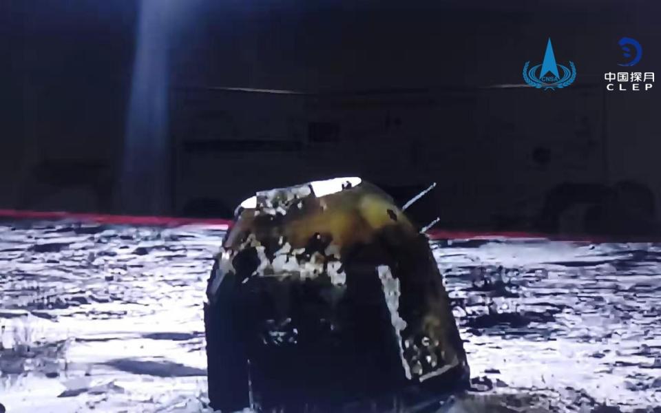 The capsule of China's Chang'e-5 probe after it landed in Siziwang Banner, Inner Mongolia Autonomous Region - EPA