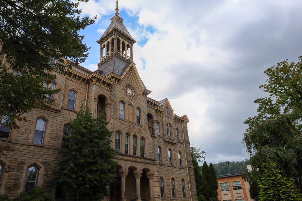 The exterior of the John H. White Chapel at Geneva College in Beaver Falls, PA.