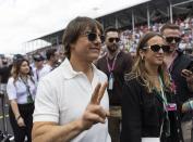 Actor Tom Cruise walks along the grid before the start of the Formula One Miami Grand Prix at the Miami Miami International Autodrome in Miami Gardens, Fla., Sunday, May 7, 2023. (Matias J. Ocner/Miami Herald via AP)