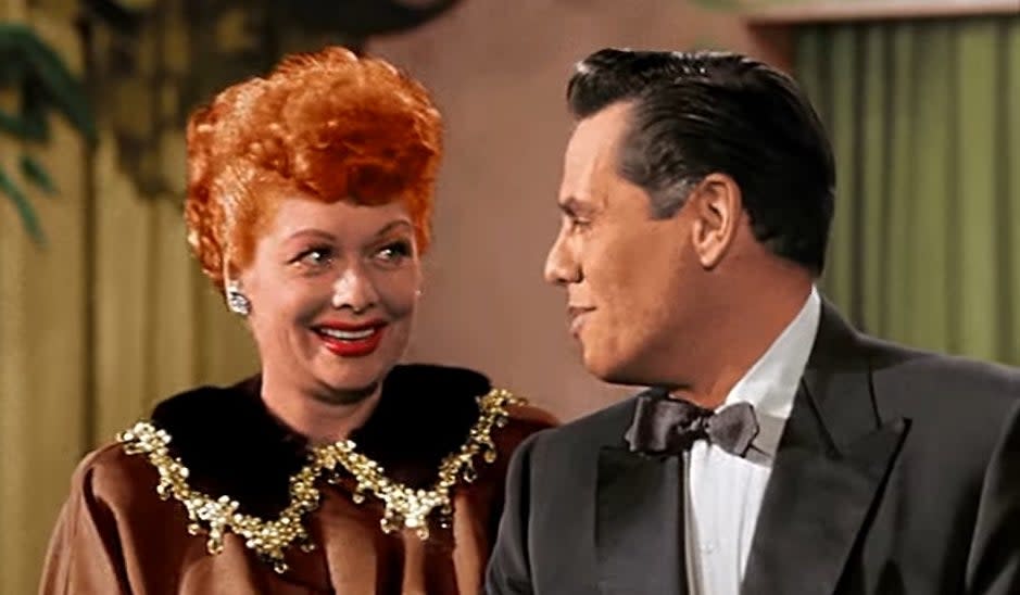 Ricky singing to Lucy in "I Love Lucy"