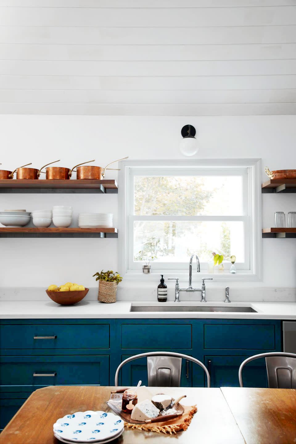 small kitchen ideas pots and pans on shelf