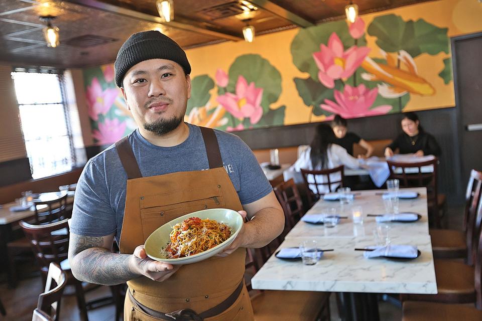 Partner and chef Peter Nguyen has been creating Asian fusion dishes for ten years. Let's Eat - Le Madeline on Hancock Street, North Quincy. Thursday March 21, 2024