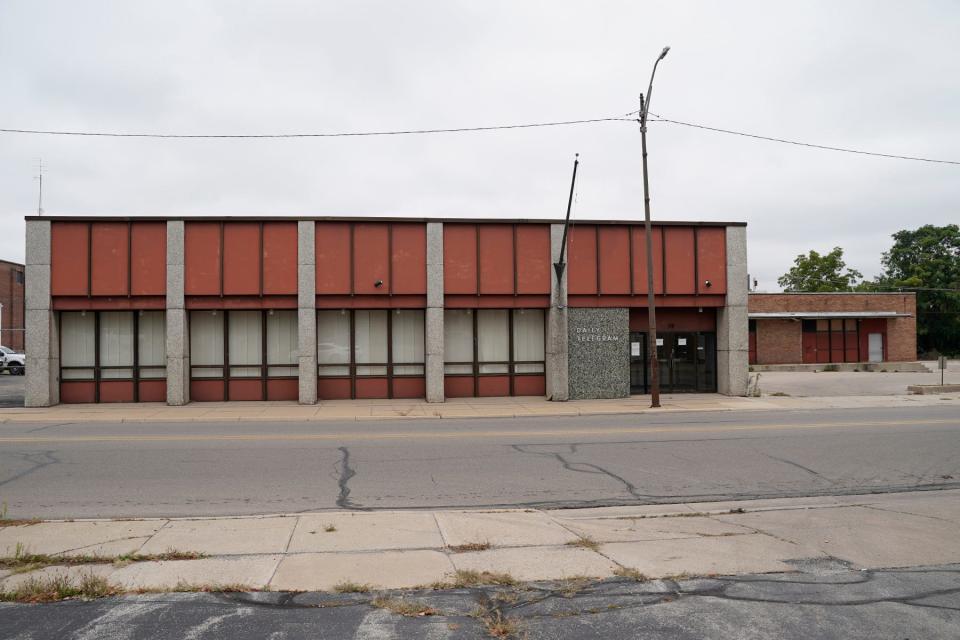The former Daily Telegram office building, 133 N. Winter St., is among those structures along North Winter Street near the River Raisin that are slated for demolition as part of the Downtown Adrian Riverfront vision plan.
