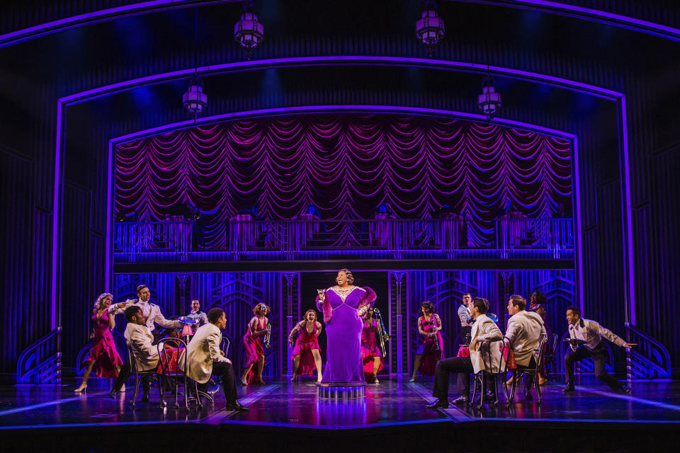 This image released by Polk & Co. shows NaTasha Yvette Williams and the cast during a performance of the musical "Some Like It Hot." (Marc J. Franklin/Polk & Co. via AP)