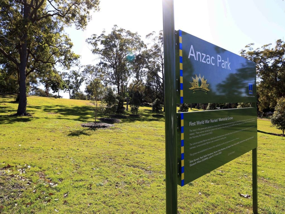 Anzac Park in Brisbane where the dead animals including dogs and koalas were found on Thursday.