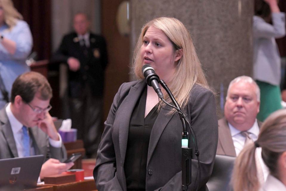 Rep. Melanie Stinnett (R-Springfield), speaks in the Missouri General Assembly on May 12, 2023.