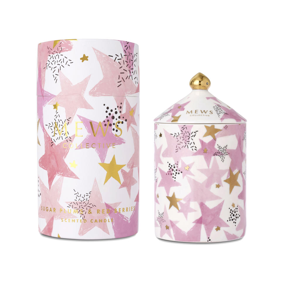 <p>Make your room smell of currants, red plums and lemons with the $49.95 <a rel="nofollow noopener" href="https://mewscollective.com/product-category/christmas-collection/" target="_blank" data-ylk="slk:Mews Collective Sugar Plums & Red Berries Christmas Candle.;elm:context_link;itc:0;sec:content-canvas" class="link "><span>Mews Collective Sugar Plums & Red Berries Christmas Candle.</span></a> </p>