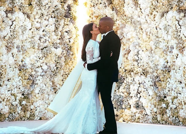 Kim and Kanye instagram wedding photo