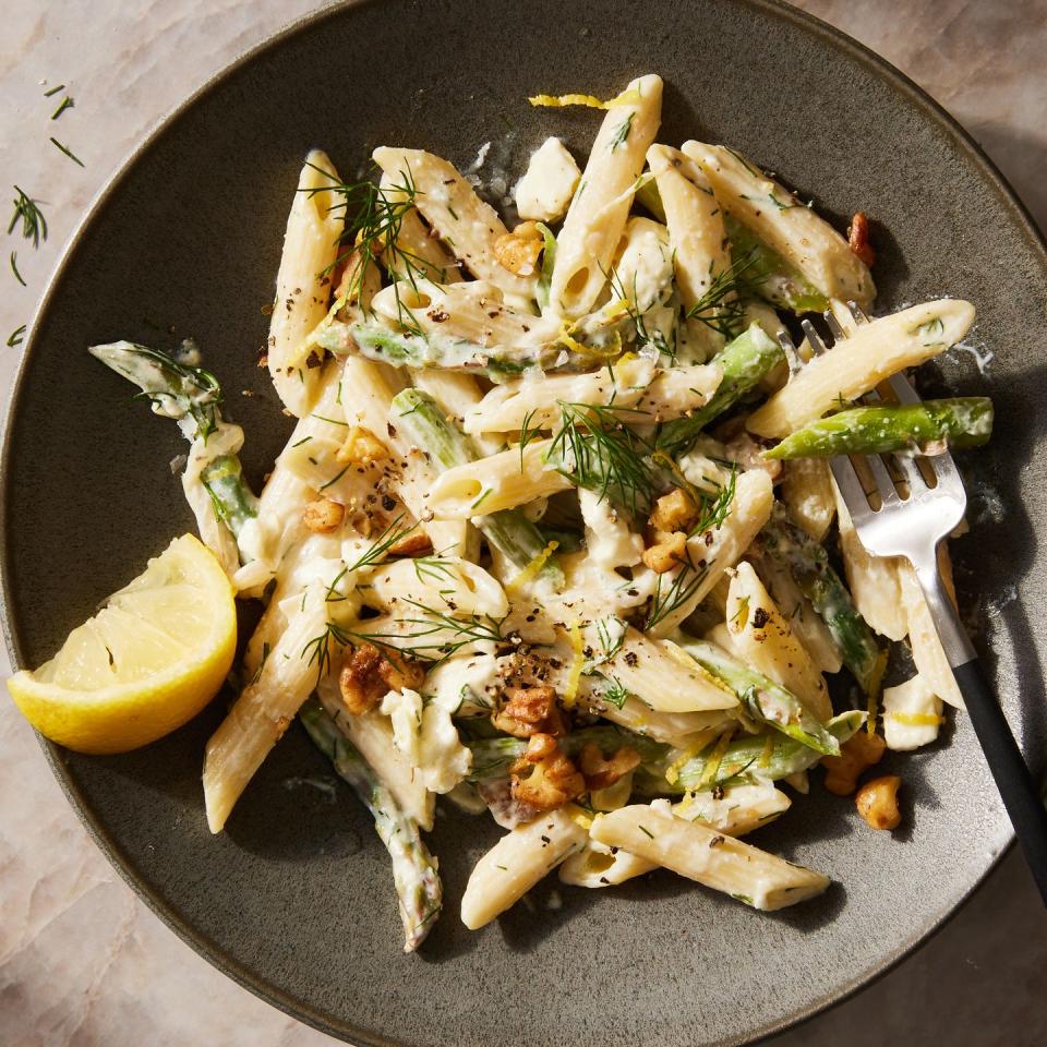 Creamy Feta-Lemon Penne With Asparagus