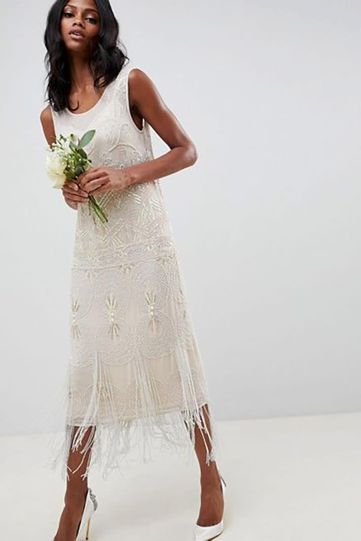 Fringe Embellished Wedding Dress