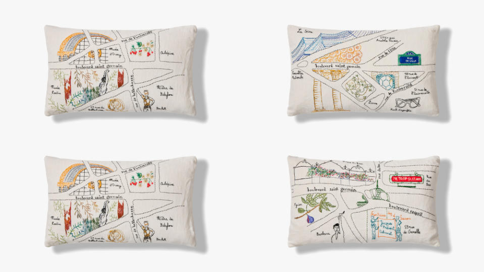 Throw pillows from Diptyque's collaboration with Audrey_Demarre.