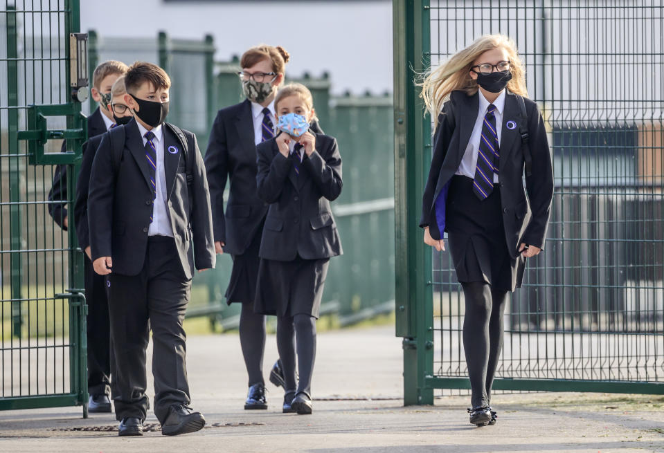 Pupils wear protective face masks at Outwood Academy Adwick in Doncaster, as schools in England reopen to pupils following the coronavirus lockdown. (Photo by Danny Lawson/PA Images via Getty Images)