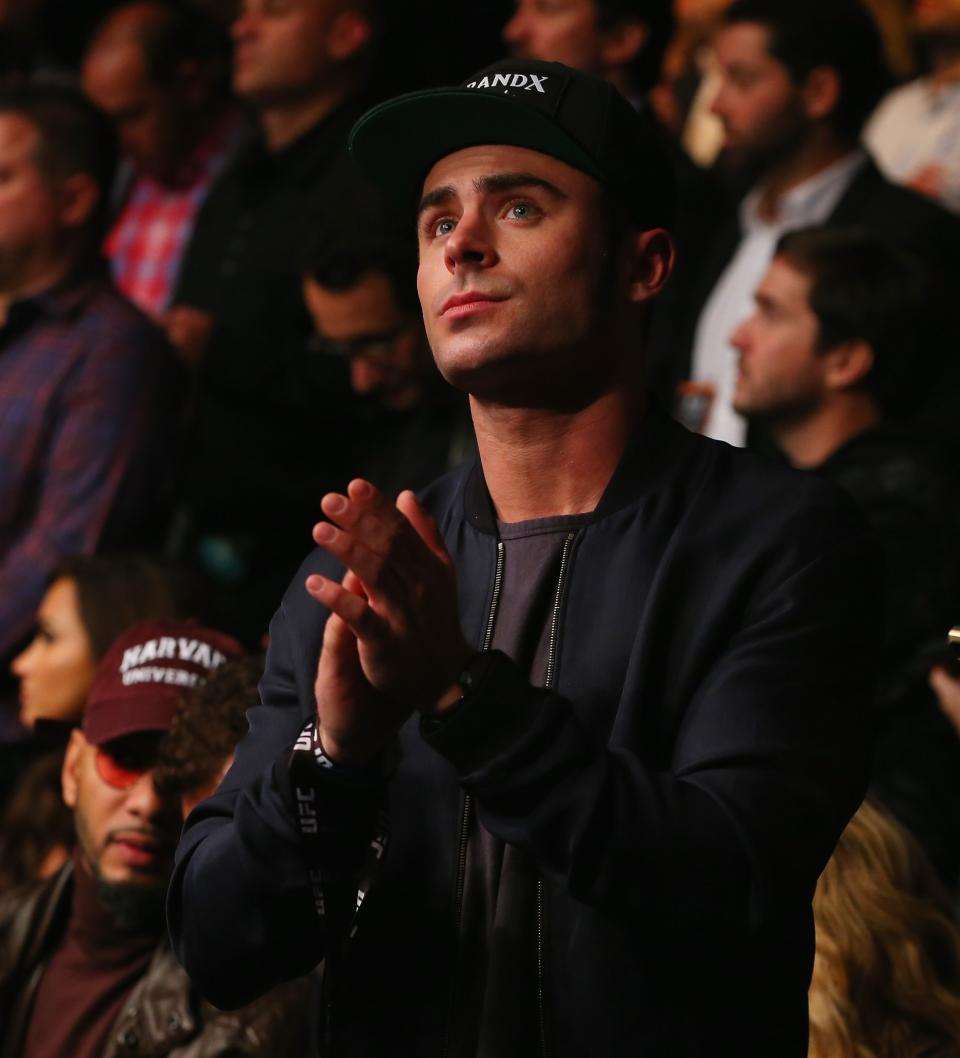 <p>Actor Zac Efron is seen during the UFC 205 event at Madison Square Garden on November 12, 2016 in New York City. (Photo by Mike Stobe/Zuffa LLC/Zuffa LLC via Getty Images) </p>