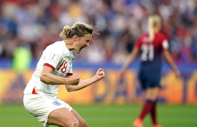 White celebrates scoring England's second against Norway