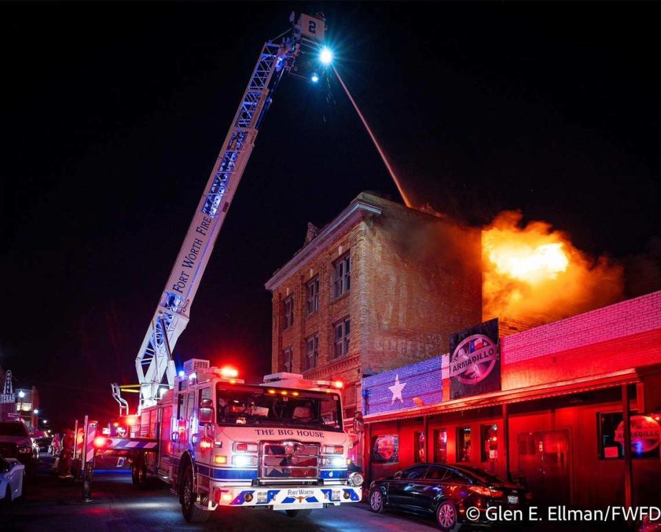 The Cantina Cadillac bar, in a historic building at 124 W. Exchange Ave. in the Fort Worth Stockyards, was heavily damaged in a fire Saturday night, Aug. 5, 2023. Glen Ellman/Fort Worth Fire Department