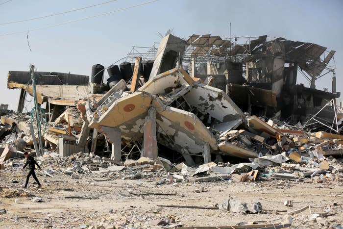 bombed building is now left in ruin