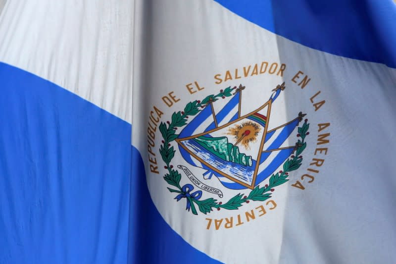 FILE PHOTO: Flag hangs outside El Salvador Consulate General in Manhattan, New York City