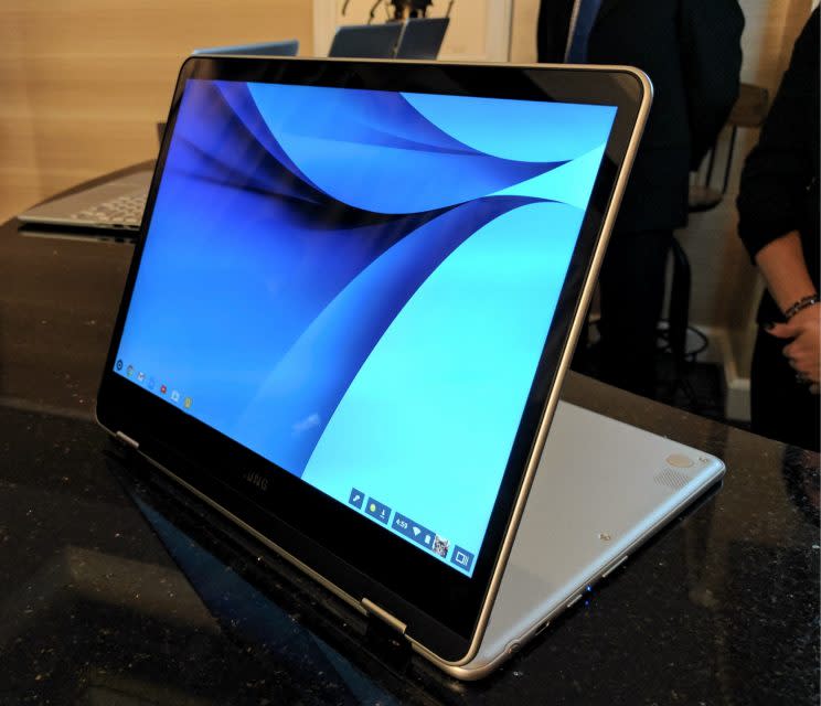 The Chromebook Plus as a tablet.