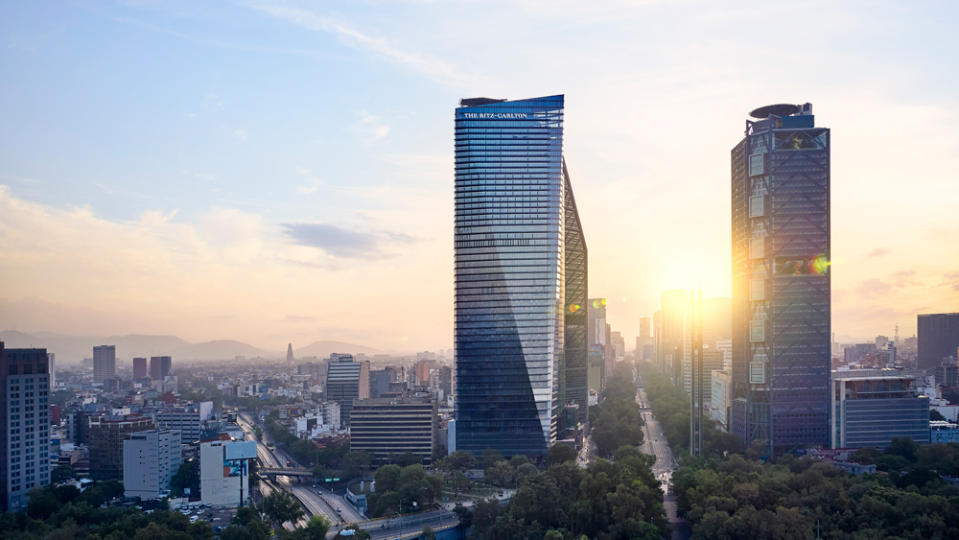 The 58-story Ritz-Carlton, Mexico City (left) opened just over a week before the race. - Credit: Photo: Courtesy of the Ritz-Carlton Hotel Company, LLC.