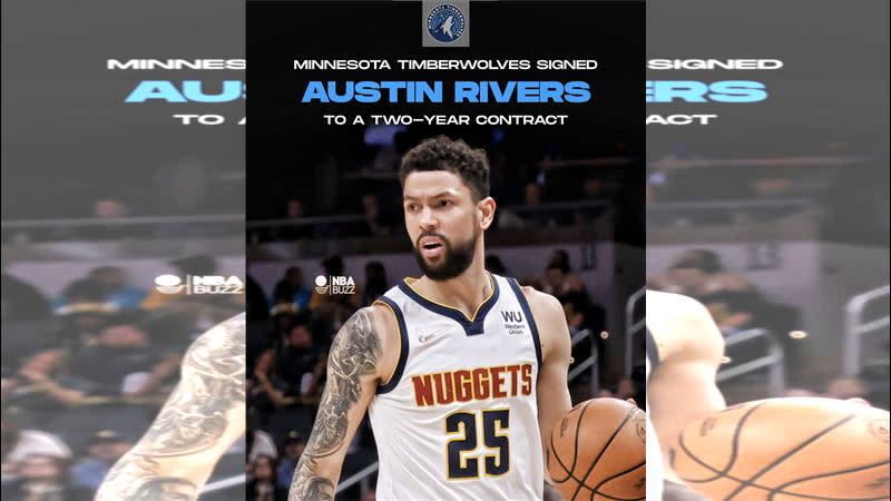 灰狼簽下「小河流」瑞佛斯（Austin Rivers）。（圖／翻攝自NBA Buzz推特）