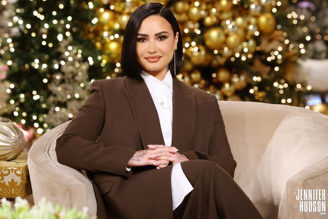 <p>Chris Millard/Warner Bros.</p> Demi Lovato on The Jennifer Hudson Show on Dec. 7, 2023